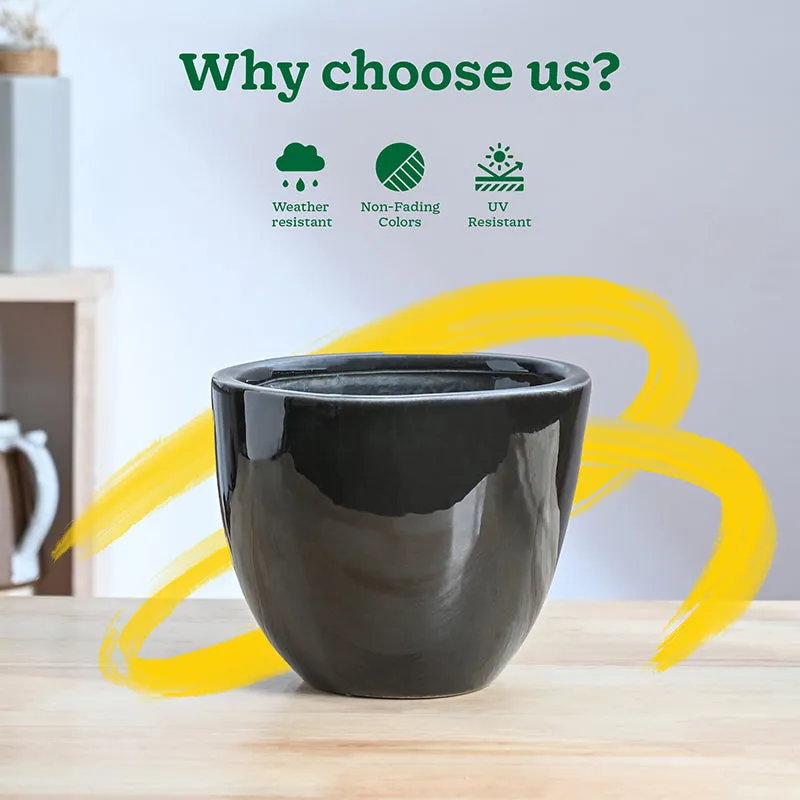 Ugaoo Cantata Ceramic Planter - Black media 6