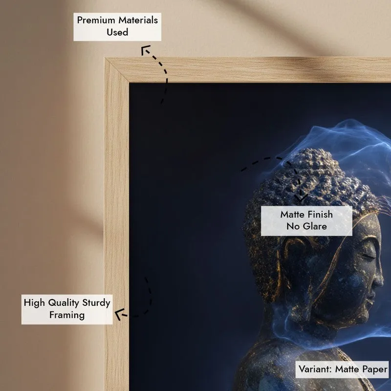 Luminous Buddha Archival Paper Wall Painting With Brown Frame media 8