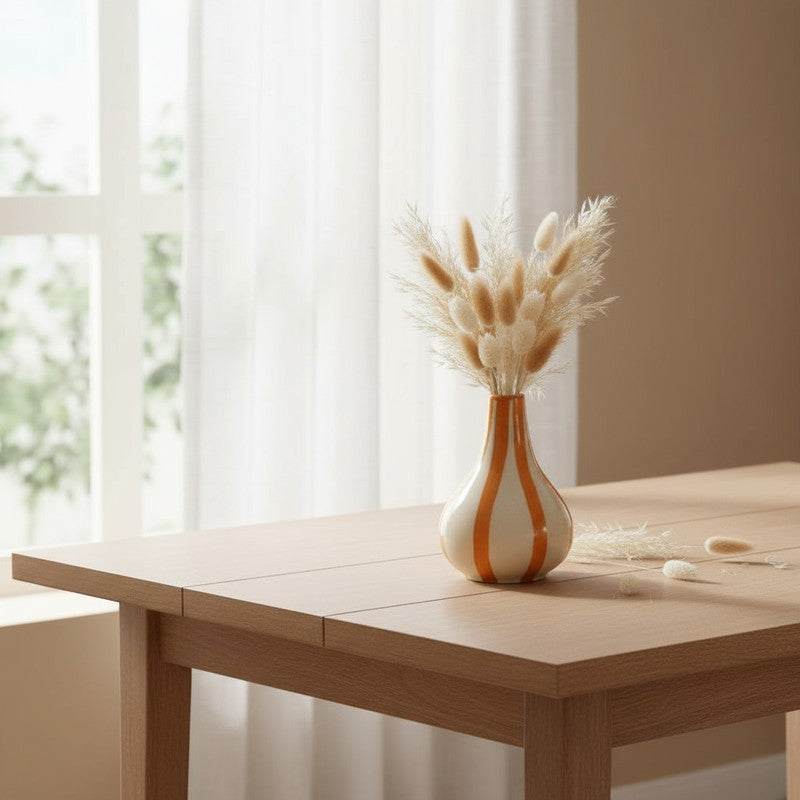 Waveon Ceramic Flower Vase - White,Orange media 8