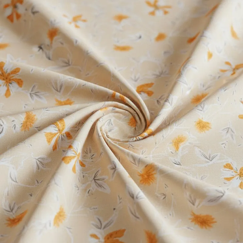 Carmilla Floral Cotton Bedsheet (Yellow) - 180 TC media 5