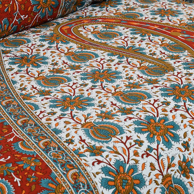 Apreetha Ethnic Cotton Bedsheet (Red) - 160 TC media 5