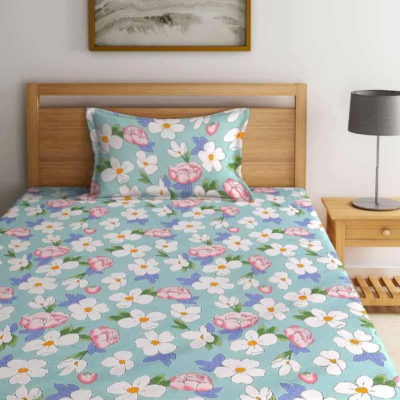 Floral Slumber Printed PolyCotton Bedsheet  - 150 GSM media 1