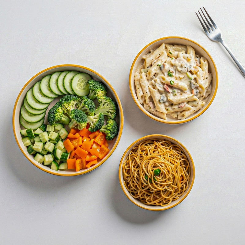 Zalvo Ceramic Salad Bowl (700 mL,500 mL,350 mL) - Set Of Three media 5