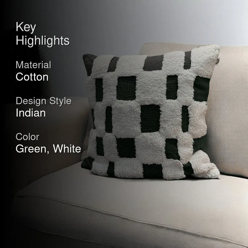 Cushy Checkers Tufted Cushion Cover - Black & White media 2