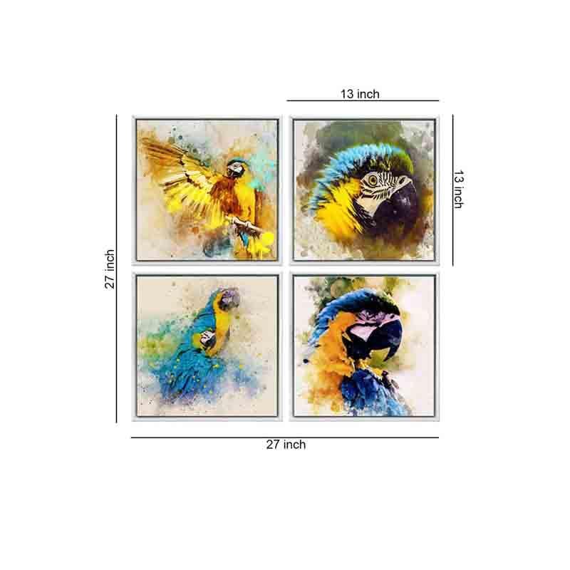 Parrots Poly Canvas Wall Art - Set of Four media 7
