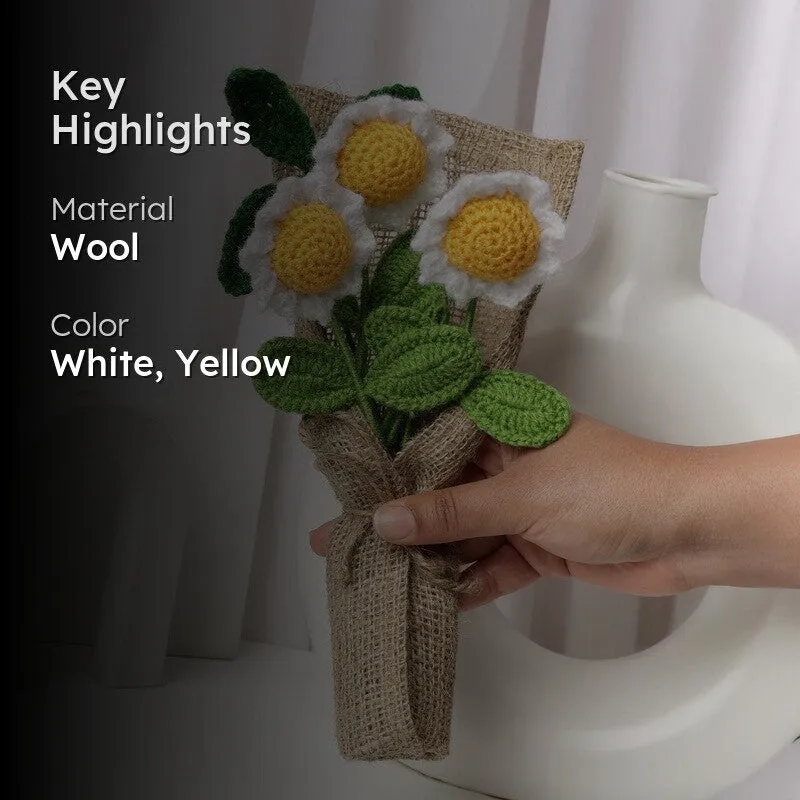 Crochet Handmade Tulip Bouquet (Yellow,White) - Set Of Three media 2