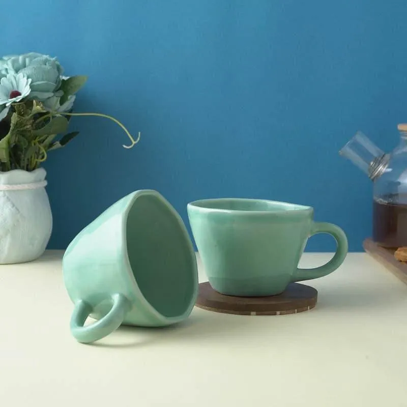 Vance Ceramic Coffee Mug (250 mL/Light Green) - Set of Two media 3