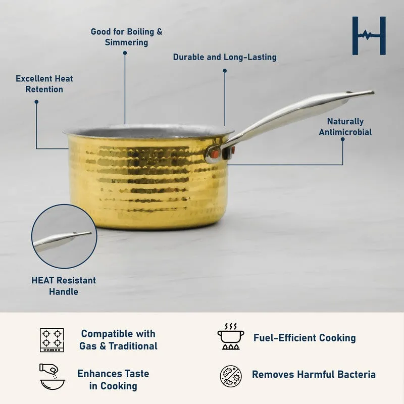 AurumCook Glossy Brass Saucepan - 1000 ML media 10