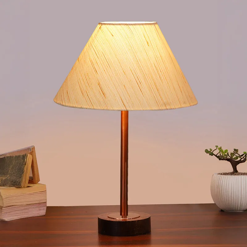 Cotin II Rodin Wooden Table Lamp - OffWhite,Copper,Brown media 2