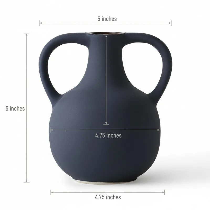Matte Noir Loop Handle Ceramic Vase media 10