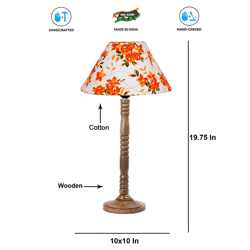 Garden Lights Table Lamp With Carved Wooden Base - Multicolor media 6
