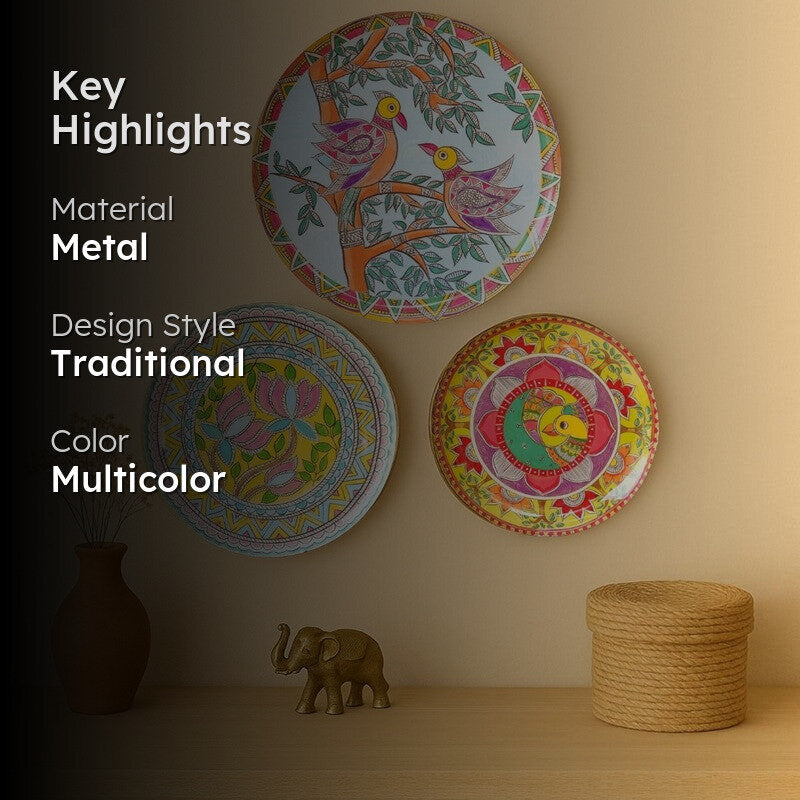 Madhubhani Tales Wall Plate - Set Of Three media 2