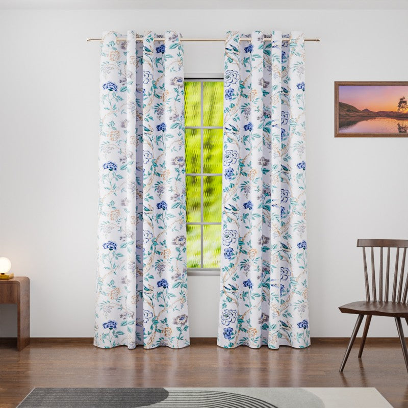 DaisyDrift Cotton Curtain - Set Of Two