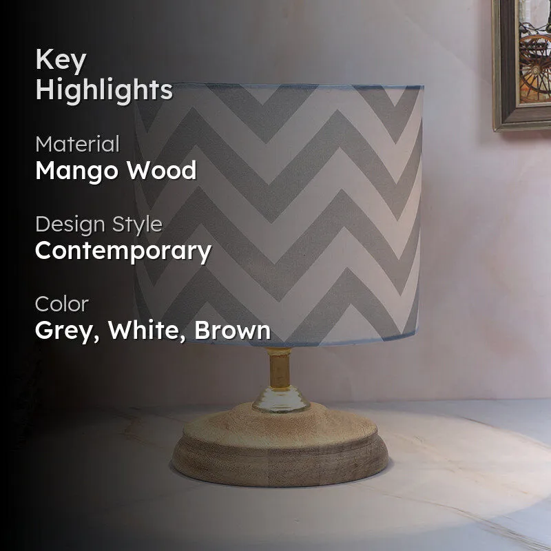 Chevron Light Pebble Printed Mango Wood Table Lamp media 2