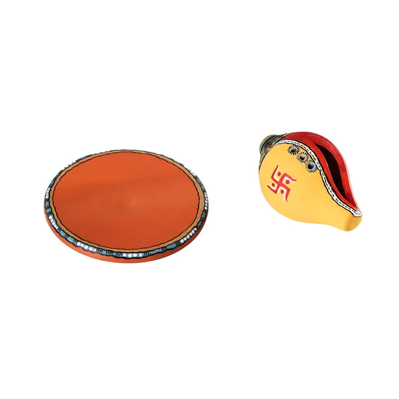 Swastika Conch Incense Holder (Yellow) - Two Piece Set media 5