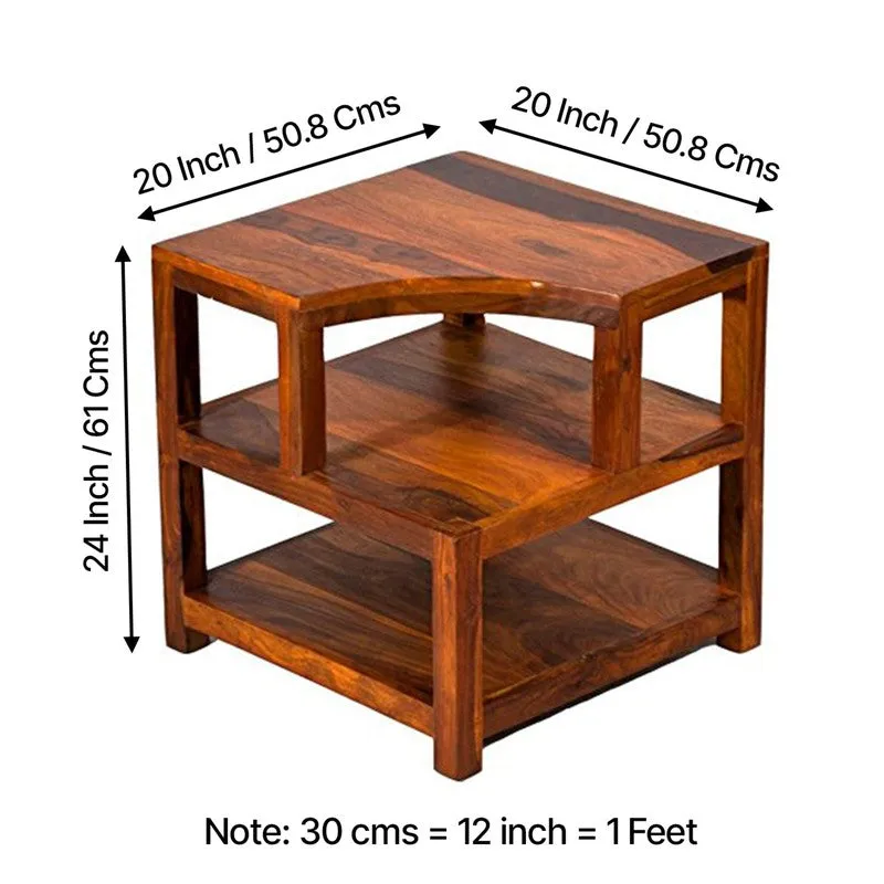 Xverix Sheesham Wooden Side & Bedside Table - Brown media 8