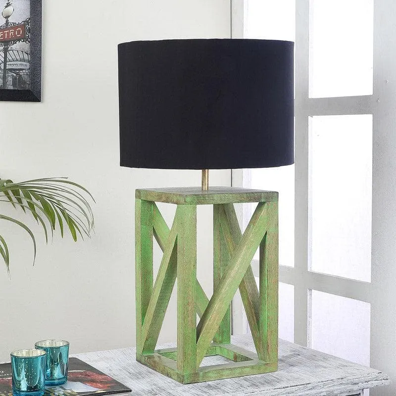 Monae Criss Cross Fabric Table Lamp - Black,Green media 3