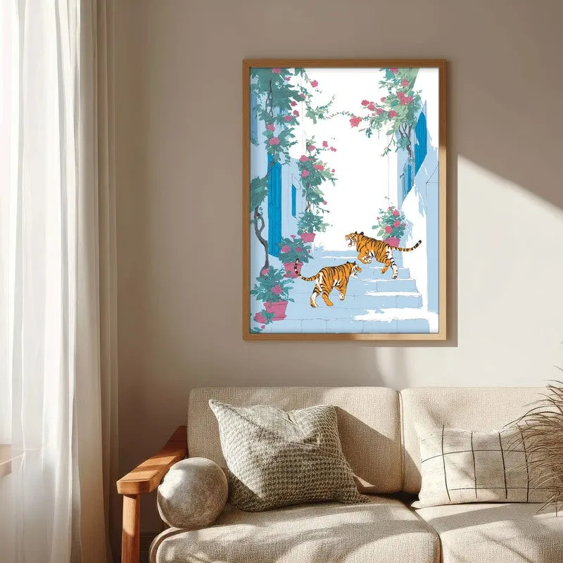 Feline Grace Canvas Wall Painting - Brown Frame media 6