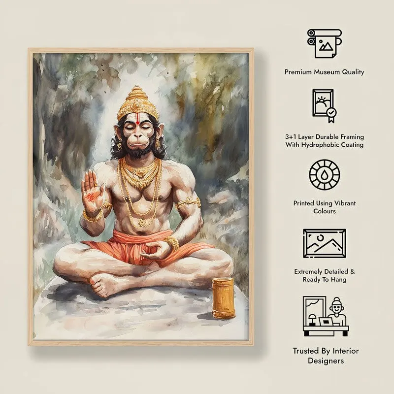 Anjaneya's Tapas Spiritual Archival Paper Wall Painting - Natural Brown Frame media 8