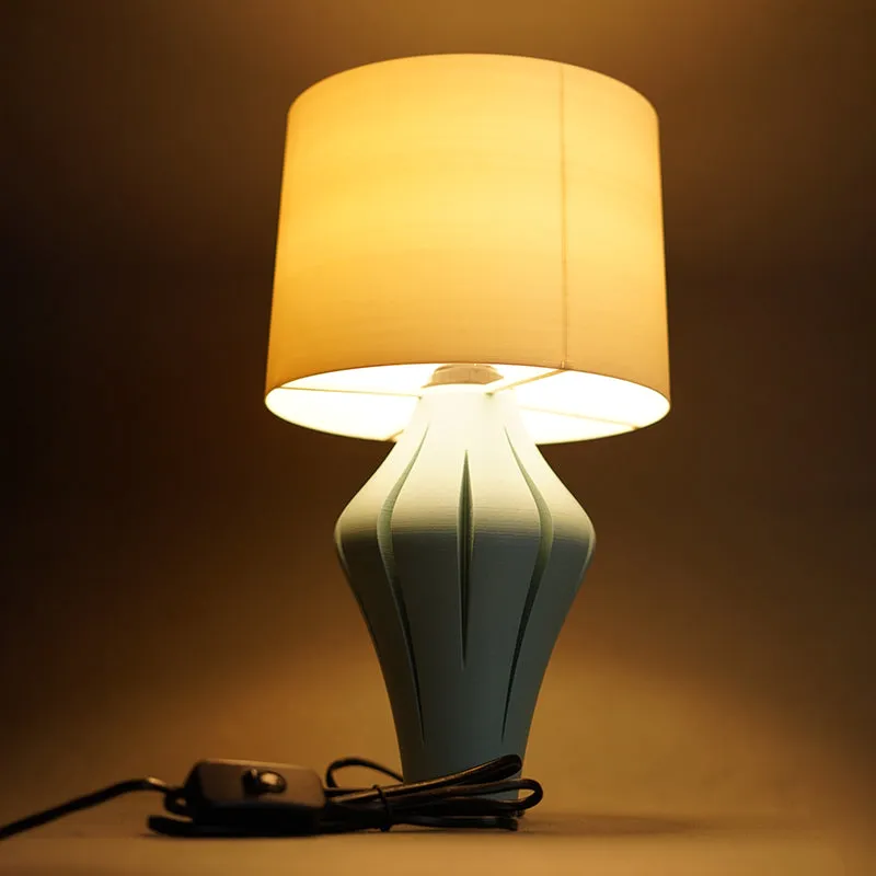 Sustain Ray 3D Printed Table Lamp - White,Green media 3