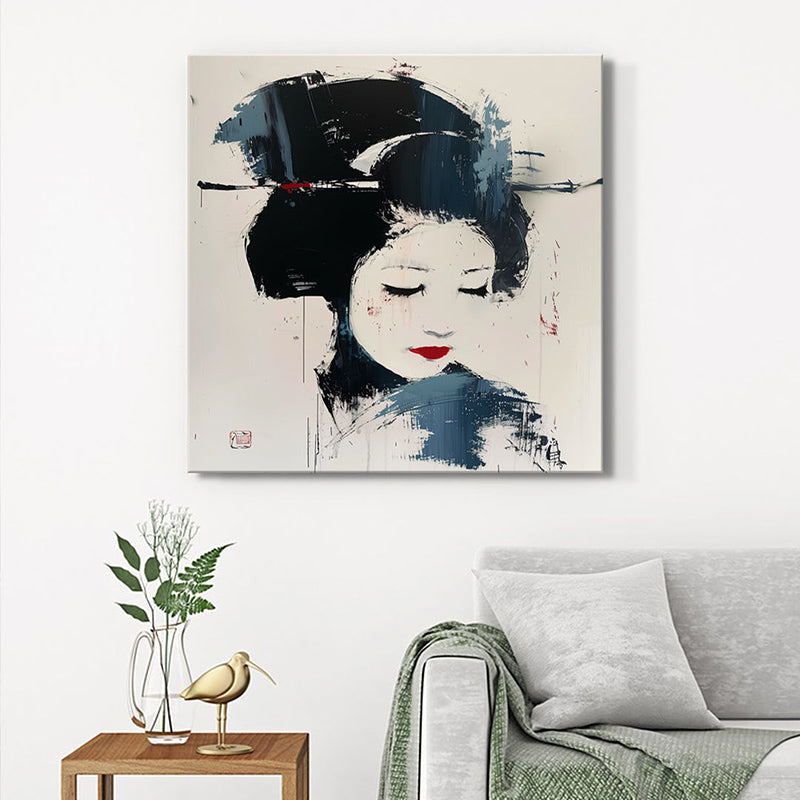 Japanese Woman Poly Canvas Wall Painting