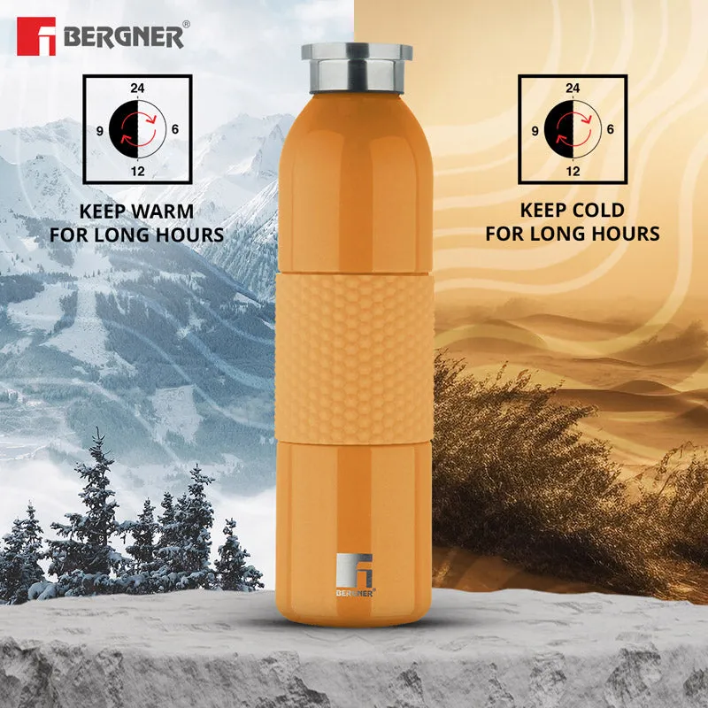Bergner Walking Mid Grip Thermosteel Hot And Cold Flask (Orange) - 600 mL media 1