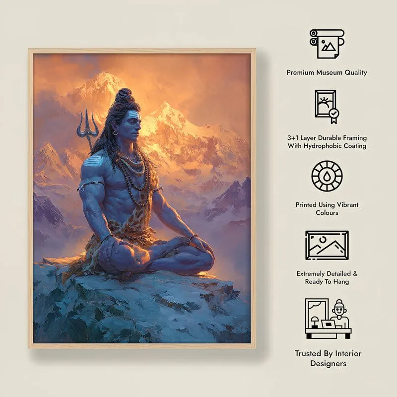 Mahadev in Deep Trance II Archival Paper Wall Art - Natural Brown Frame media 8