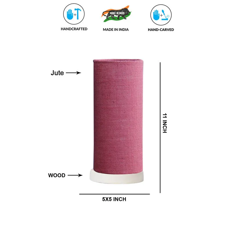 Esto Tower Wooden Table Lamp With Jute Shade - Pink,White media 7