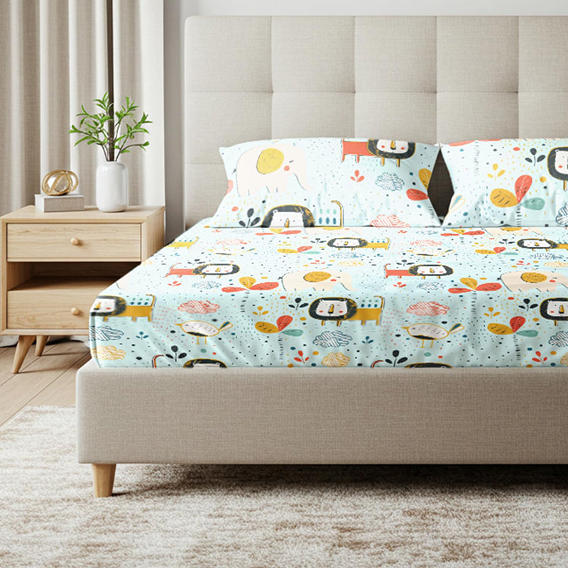 Urban Space Junglee Kids Cotton Bedsheet (Pastel Blue) - 200 TC media 4