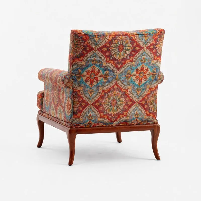 Aristora Teak Wood & Velvet Lounge Chair media 4