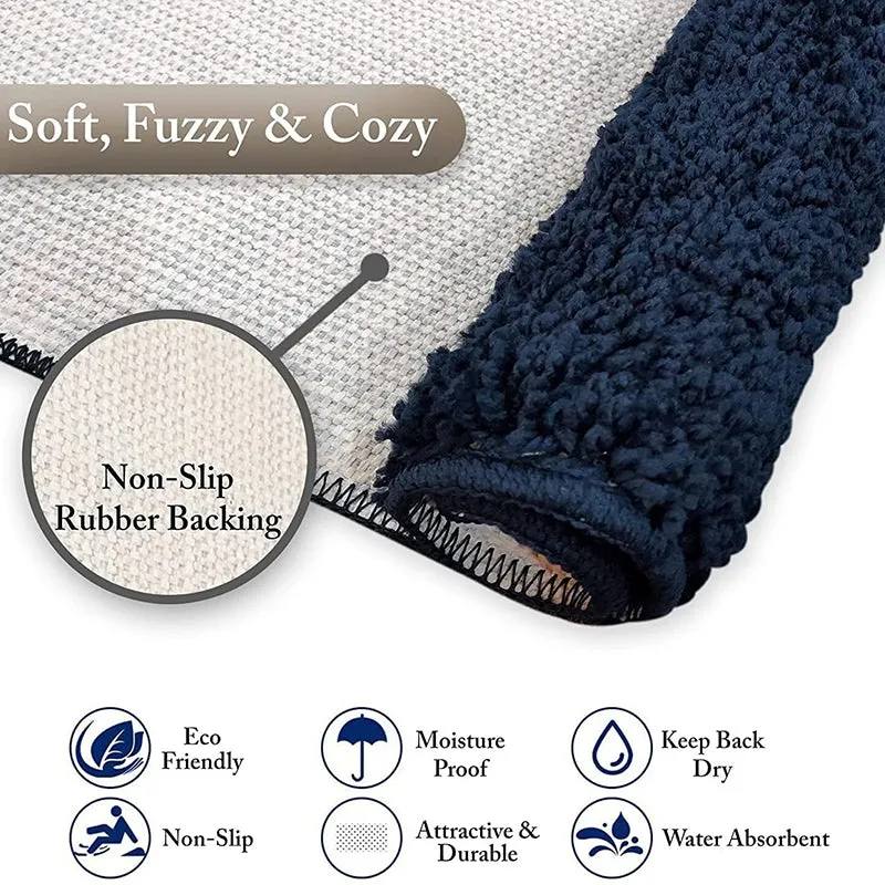 Lois Anti Skid Bath Mat (Navy Blue) - Set Of Four media 4