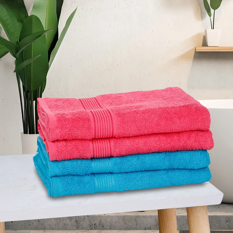 Nuage Cotton Bath Towel (Blue & Pink) - Set Of Four media 1