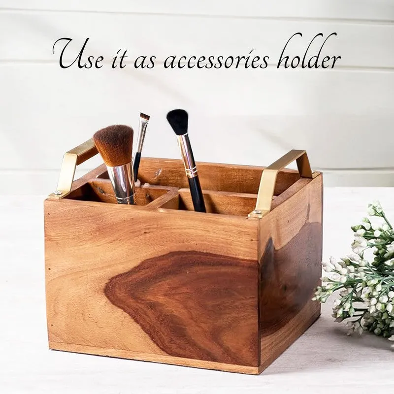 Iroko Cutlery Holder - Brown & Gold media 3