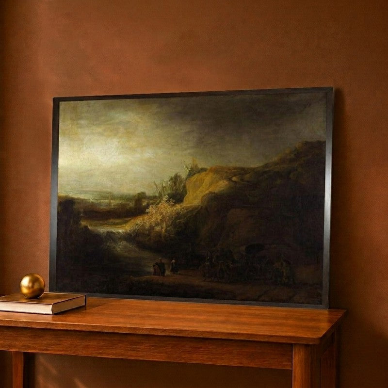 Landscape with the Baptism of the Eunuch Canvas Wall Painting - 12 x 9 Inches