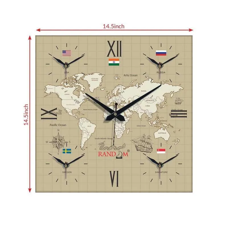 Around The World In 24 Hours Wall Clock - Beige media 5