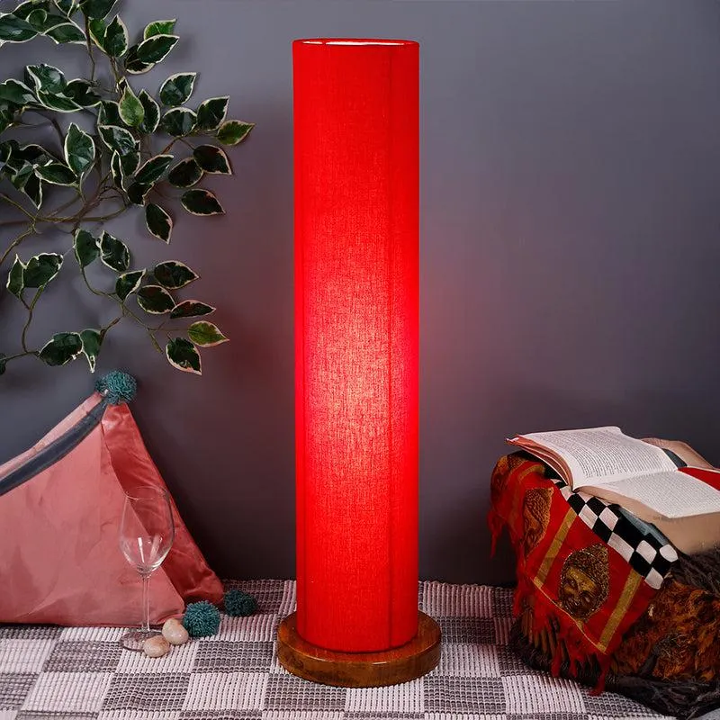 Agia Wooden Tower Floor Lamp With Jute Shade - Red media 1