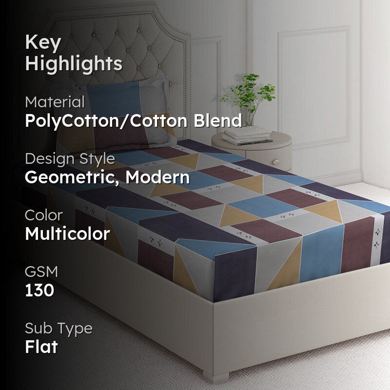Poly Pause Geometric Bedsheet - 130 GSM media 2