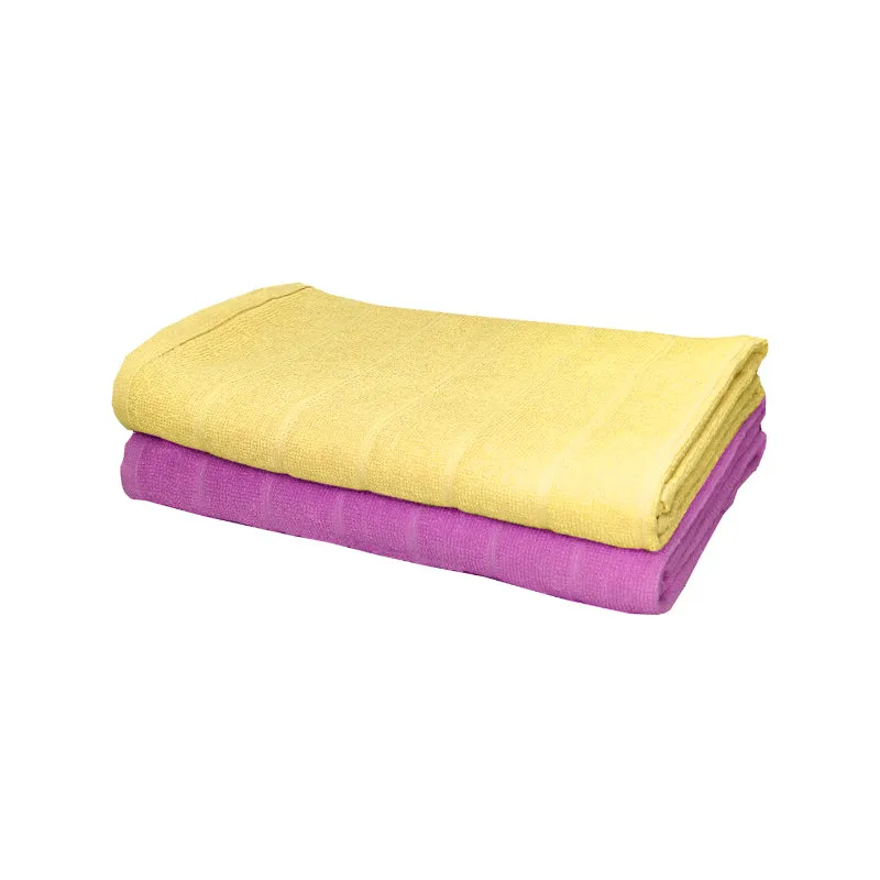 Sarda Bath Towel (Yellow & Purple) - Set Of Two media 4