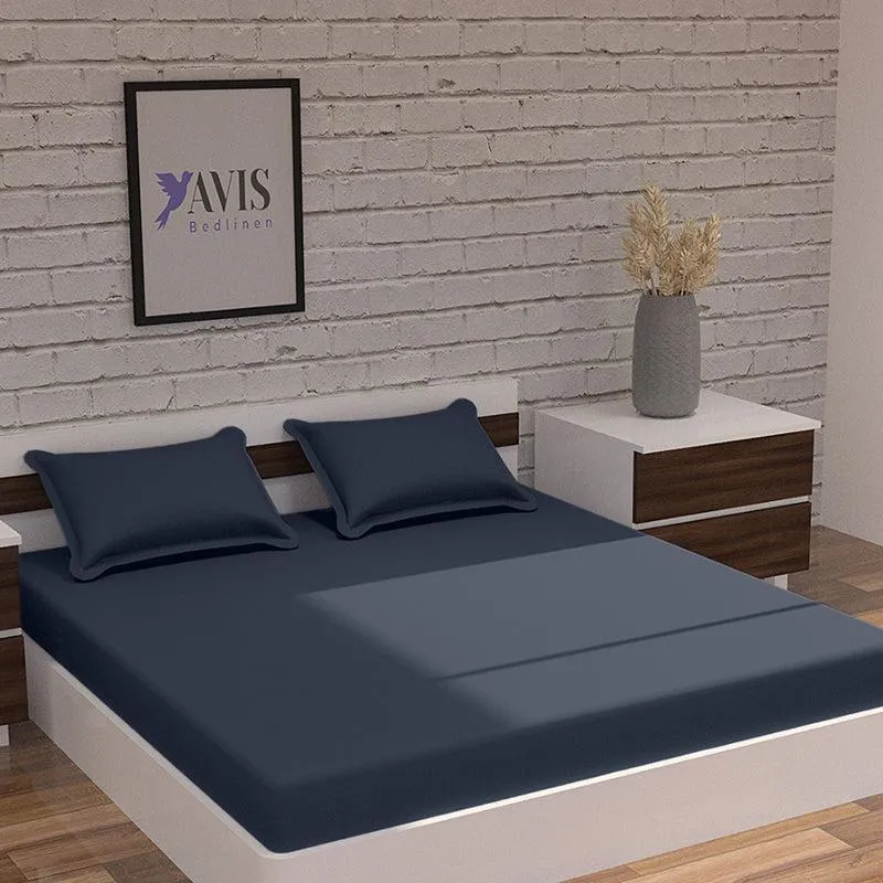 Moonweave Solid Cotton Bedsheet (Ice Blue) - 400 TC media 3