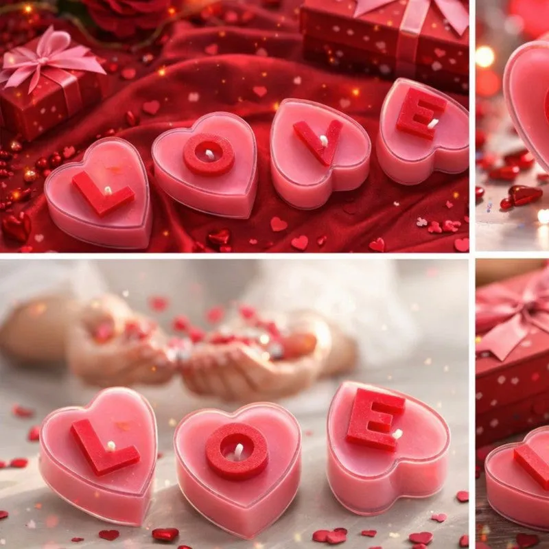 Heart Flame Scented Candles With Greating Card media 7