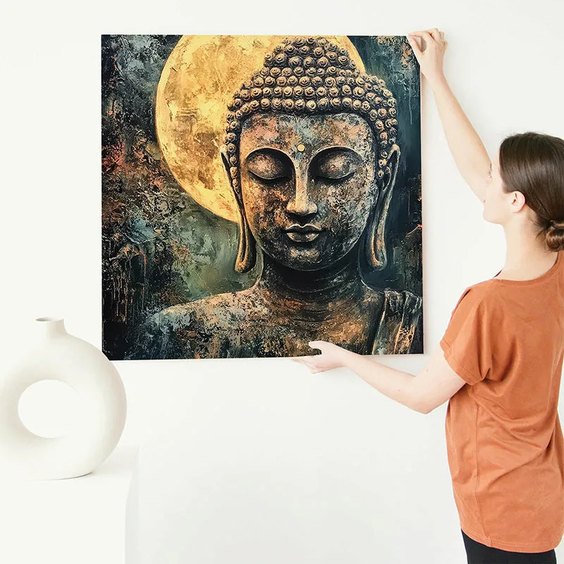 Buddha In Stone Canvas Wall Art media 5