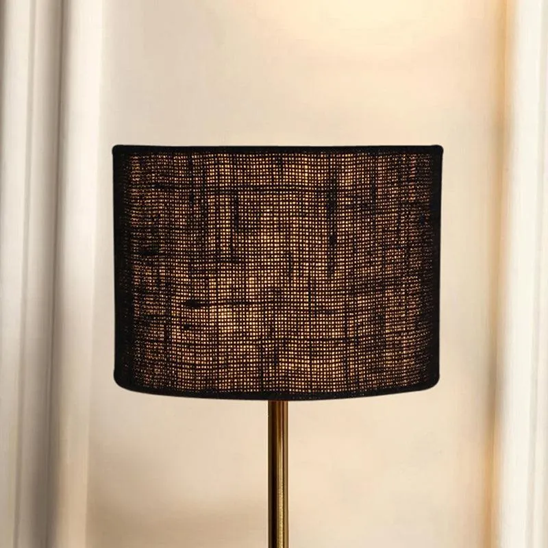Loft Gleam Jute & Metal Table Lamp (Drum) - Black,Gold media 3
