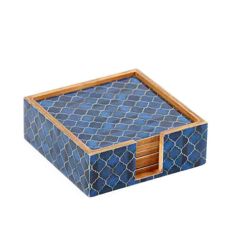 Ombre Checkered Coasters - Blue - Set Of Four media 9