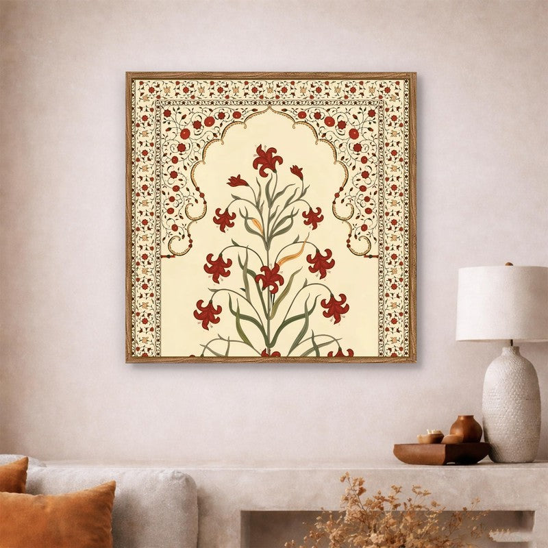 Folk Flora Canvas Wall Art With Frame