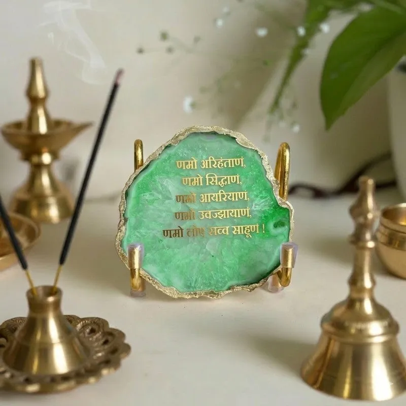 Namokar Handcrafted Agate Religious Accent - Green media 3
