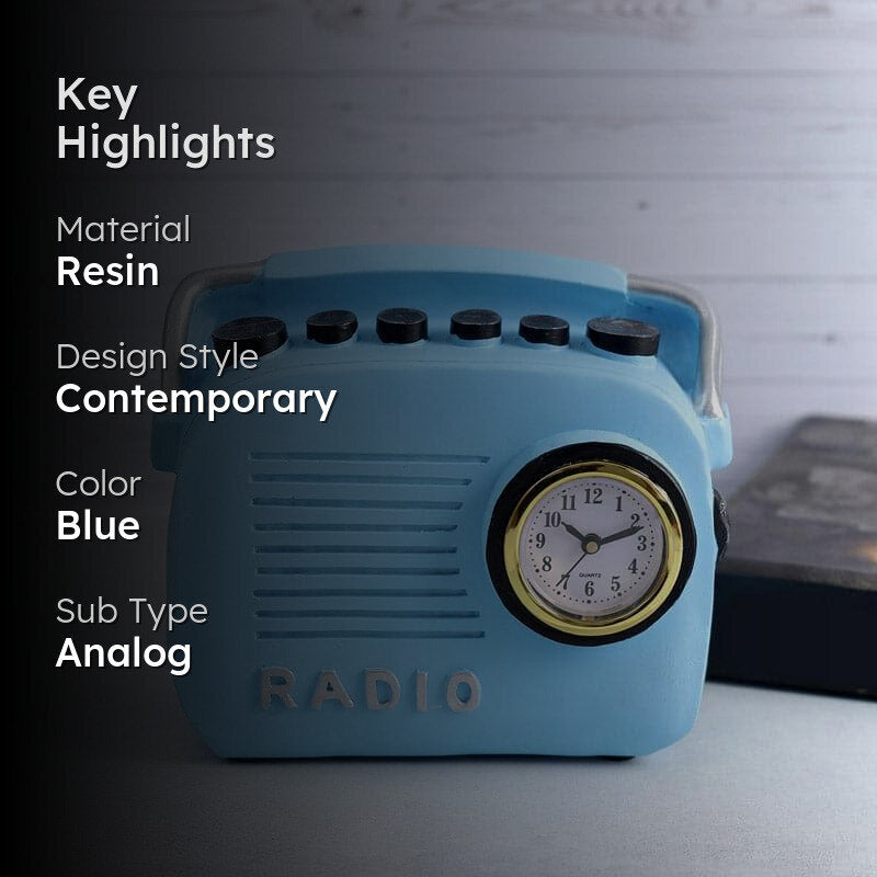 Radio Cheer Resin Table Clock - Blue media 2