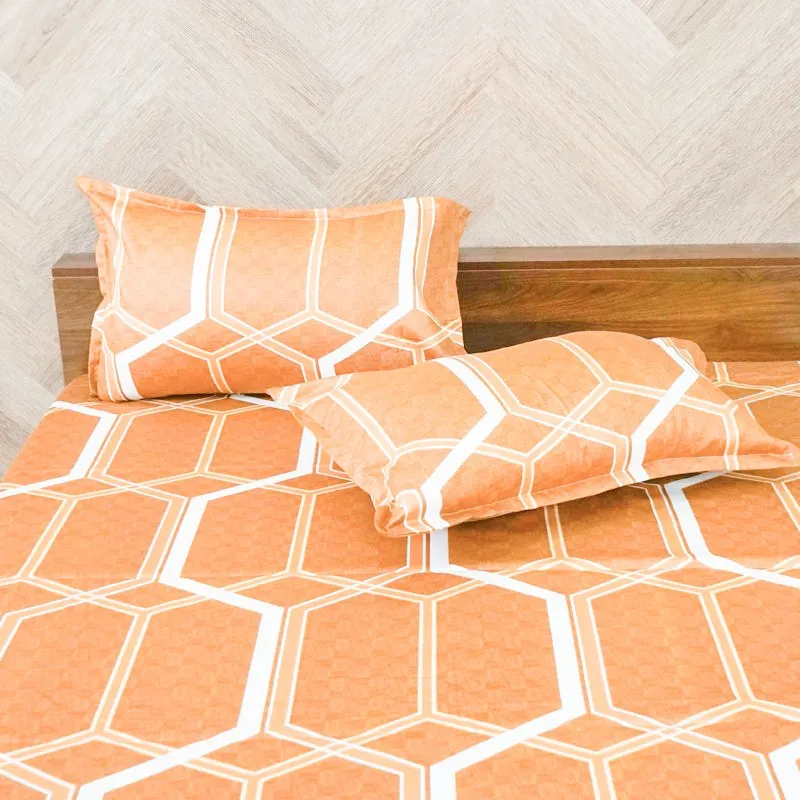 Hivescape Geometric Cotton Bedsheet (Warm Brown) - 200 TC media 4
