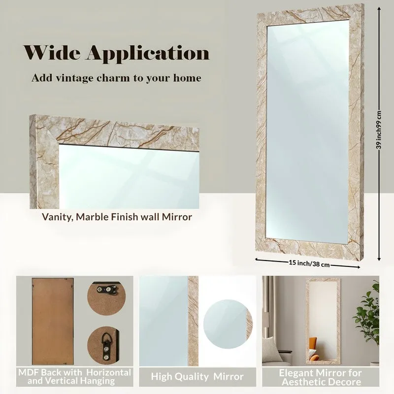 Earthy Glass Wall Mirror With Wooden Frame media 5