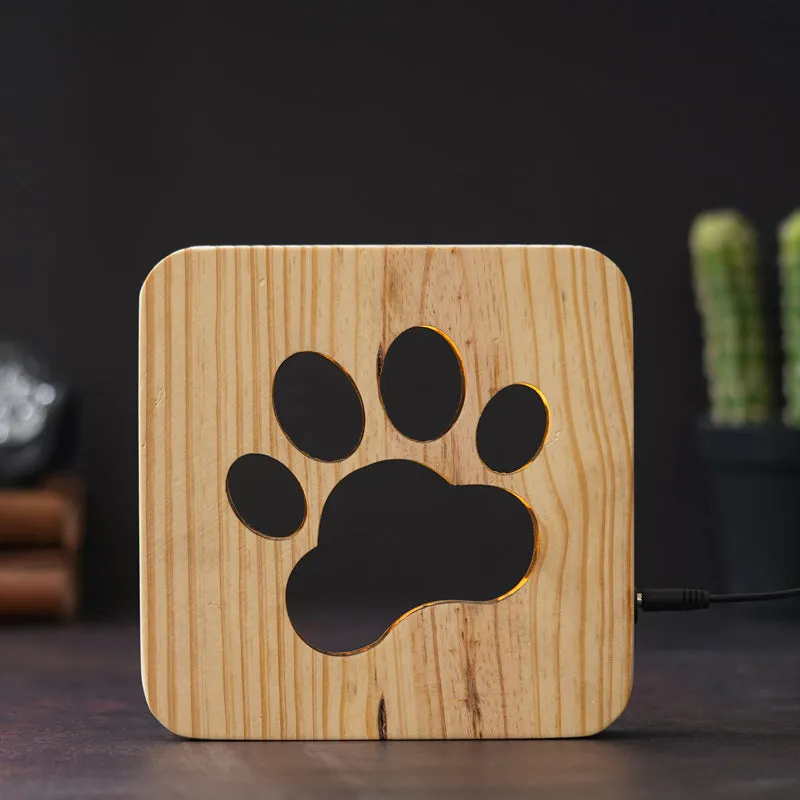 Pawsome LED Wooden Table Lamp - Brown media 1