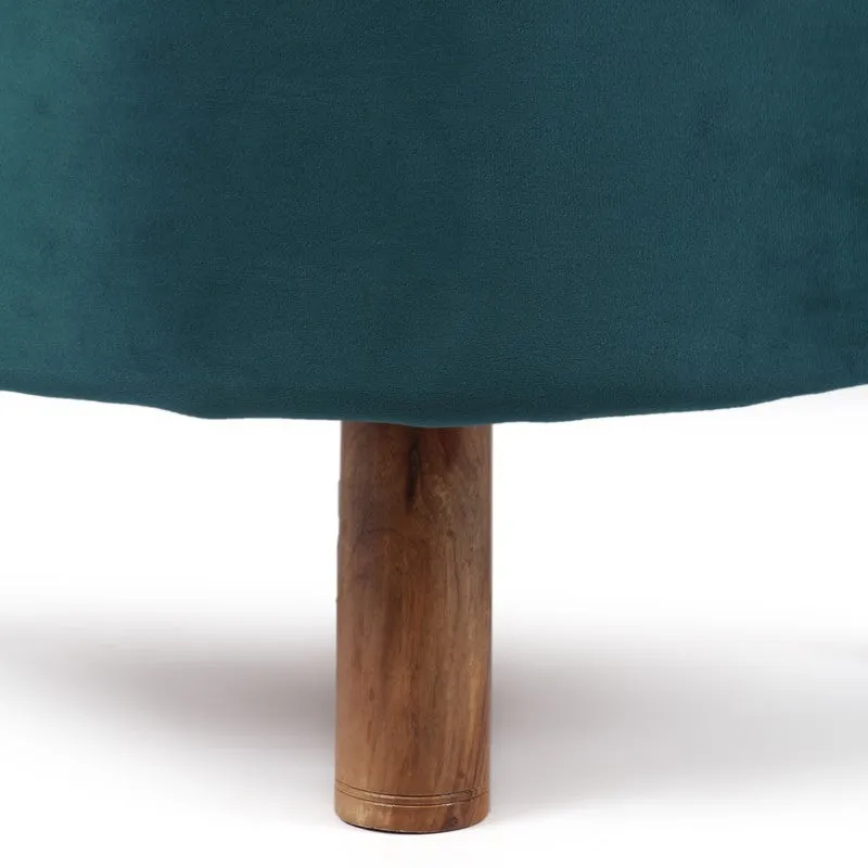 Irixon Sheesham Wooden Ottomans (Blue) - Set Of Two media 5